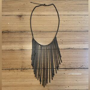 Curb chain curtain necklace.